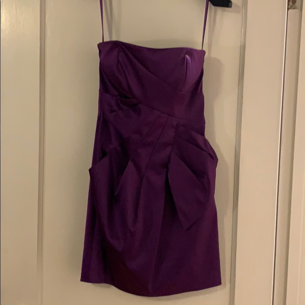 Purple cocktail dress with pockets